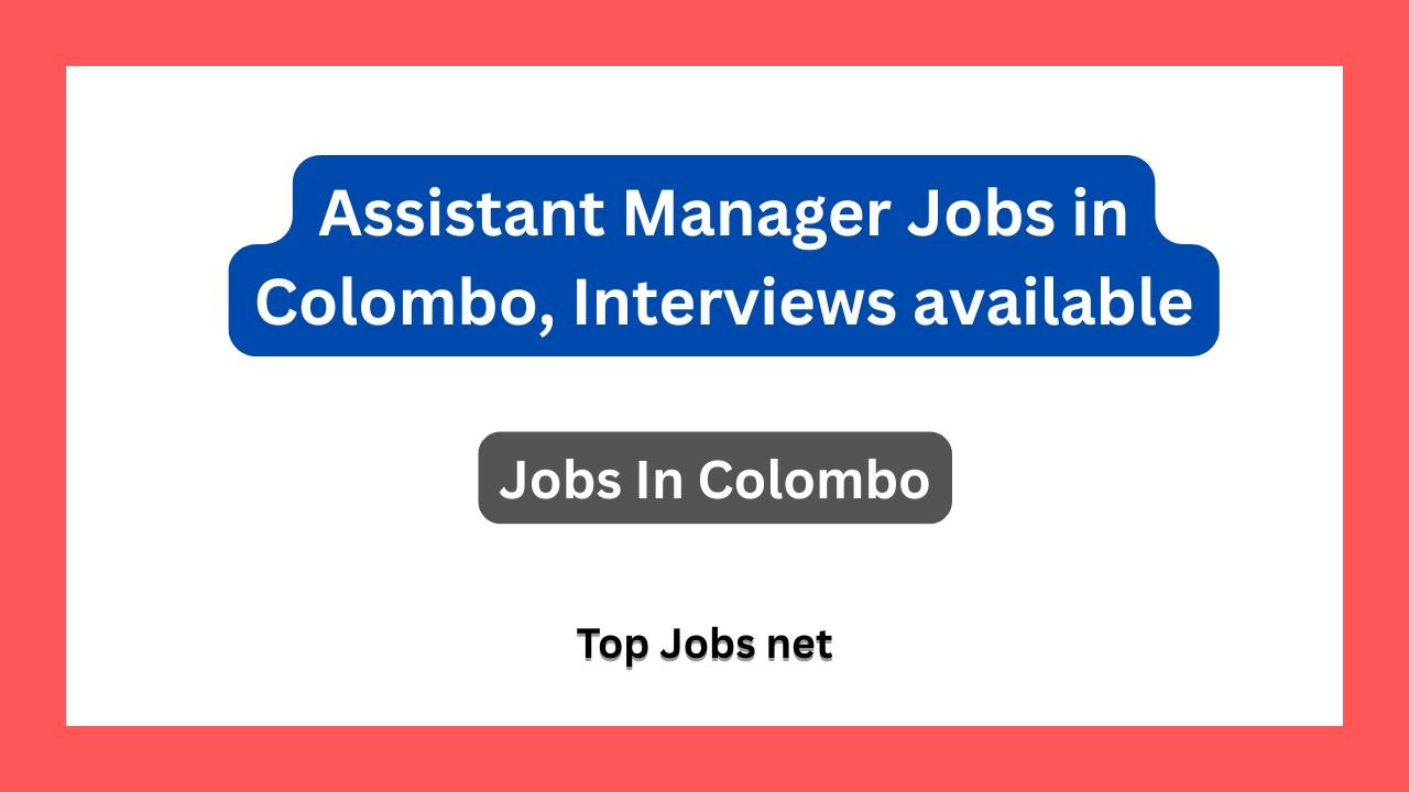Assistant Manager Jobs in Colombo, Interviews available